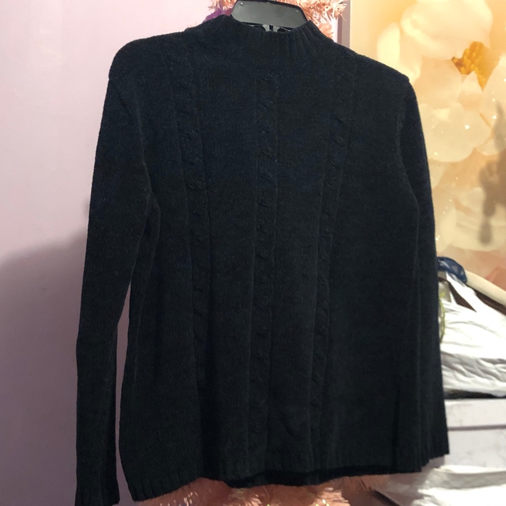 Minimalist Vintage Black Basic Oversize Velour Ch… - image 8